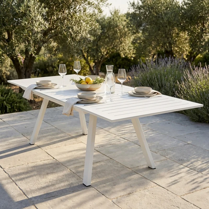 Tavolo da Giardino Zante in Alluminio Bianco Allungabile