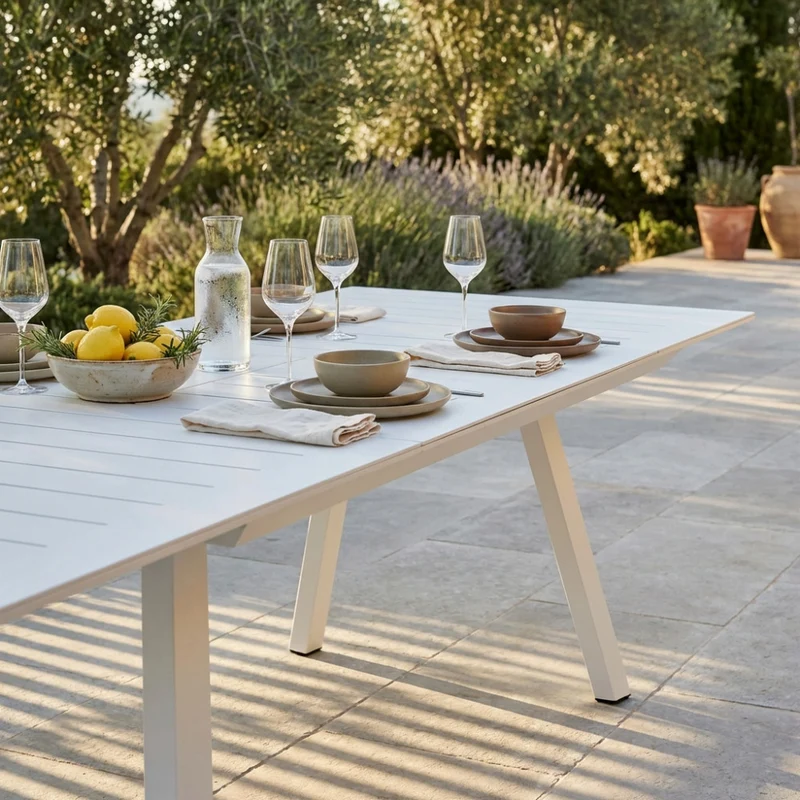 Tavolo da Giardino Zante in Alluminio Bianco Allungabile
