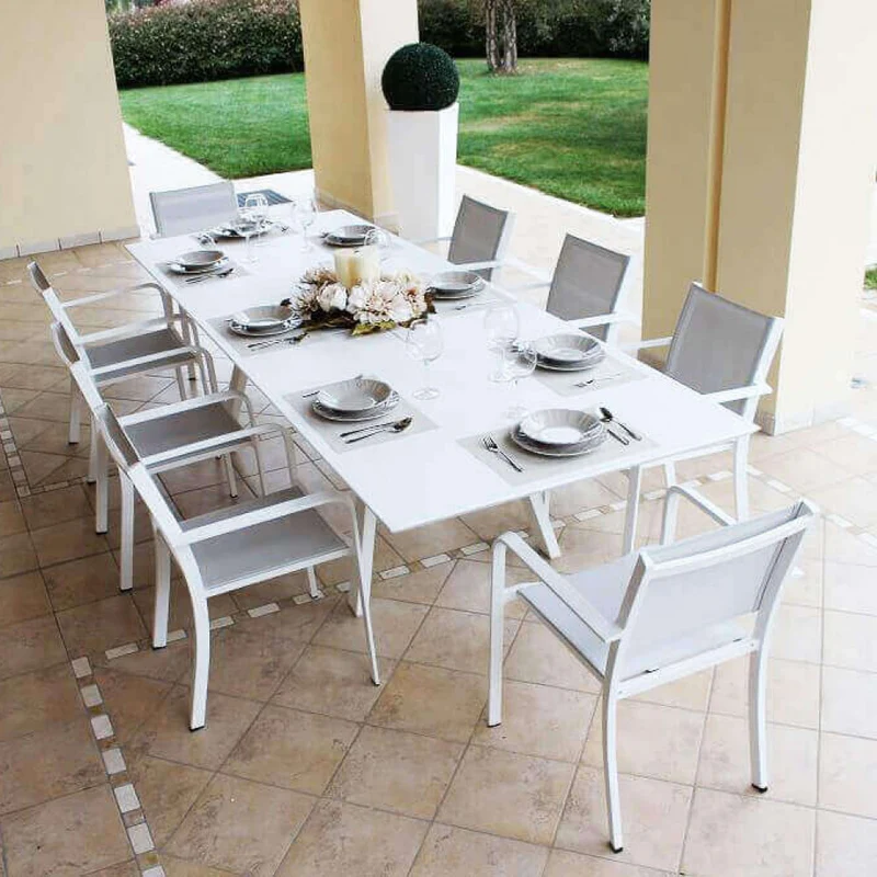 Tavolo da Giardino Zante in Alluminio Bianco Allungabile