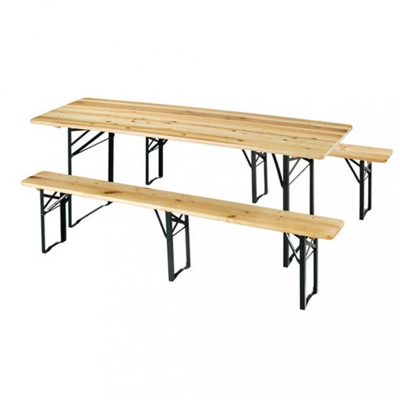 Tavolo da Giardino Set Birreria 220x70 in Legno Massello Pieghevole