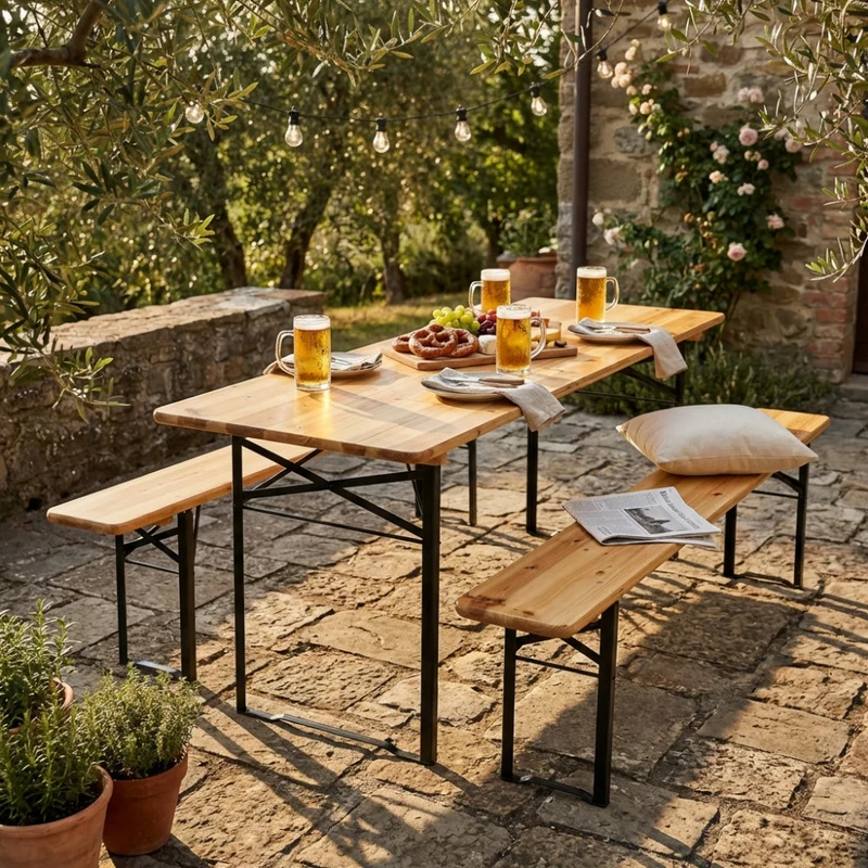 Set Birreria Modello BC807948 in Legno Pieghevole