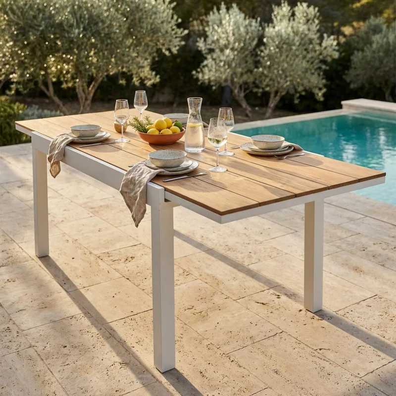 Cosma Tavolo Allungabile con Piano a Doghe Effetto Teak