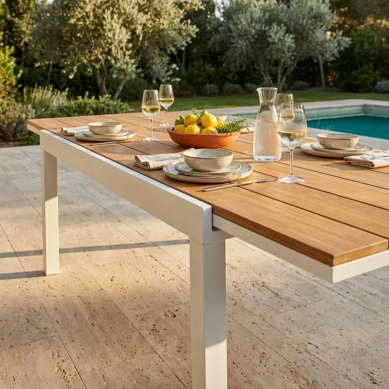Cosma Tavolo Allungabile con Piano a Doghe Effetto Teak