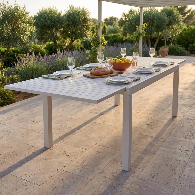 Tavolo da Giardino Cosma in Alluminio Verniciato con Piano a Doghe
