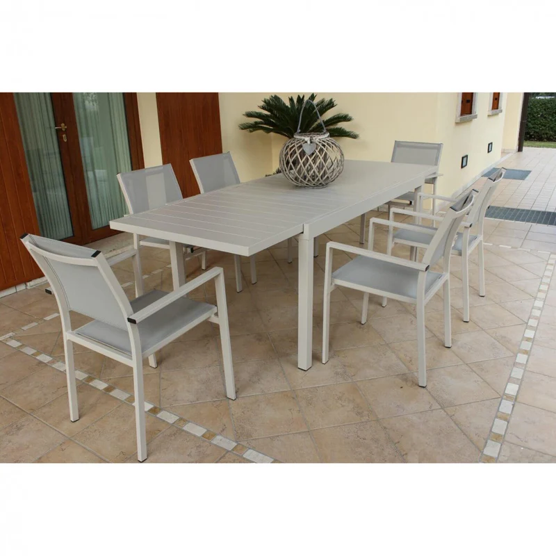 Tavolo da Giardino Cosma in Alluminio Verniciato con Piano a Doghe