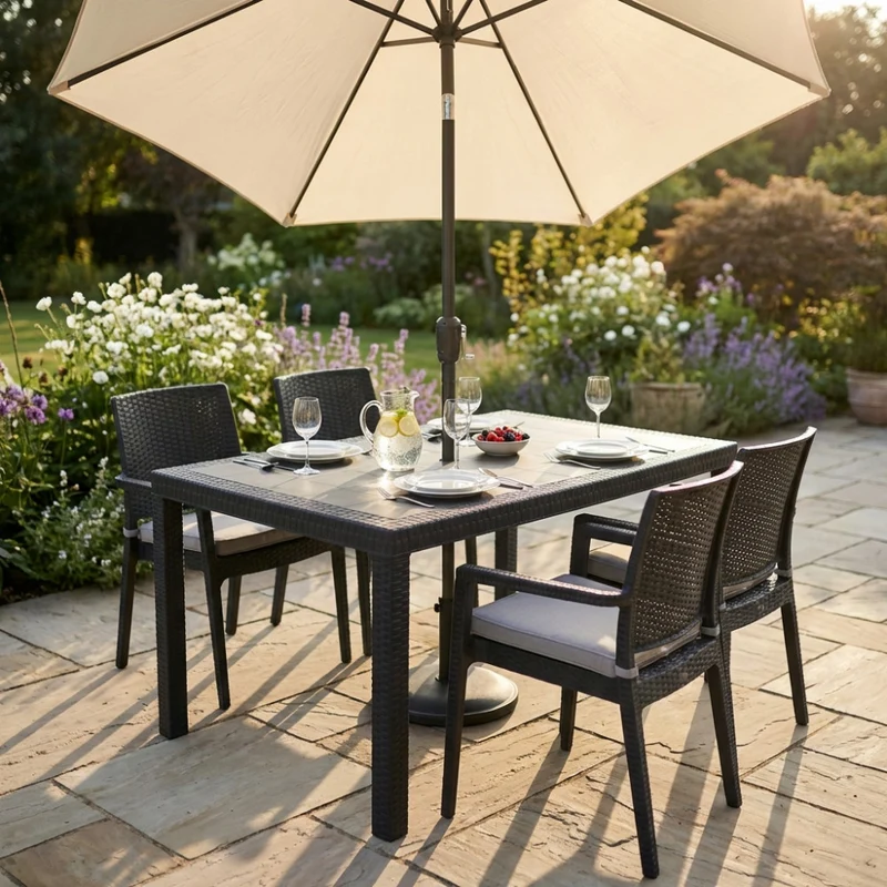 Tavolo da Giardino Houston in Wicker Intrecciato