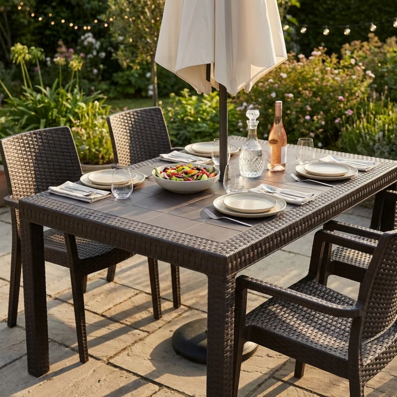 Tavolo da Giardino Houston in Wicker Marrone