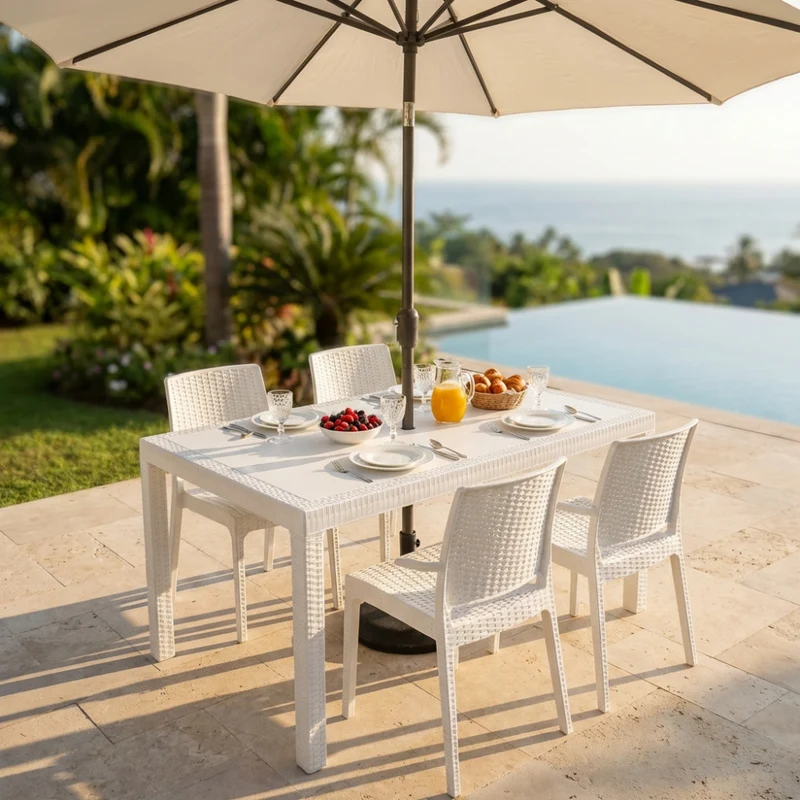 Tavolo da Giardino Houston in Wicker Intrecciato