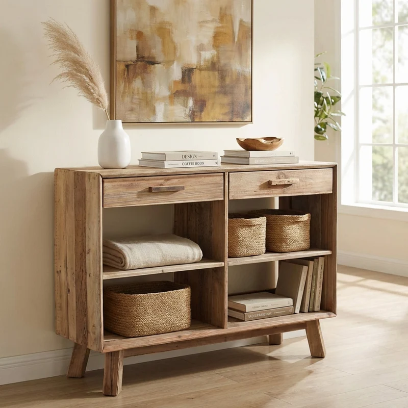 Credenza Mobile Dylan in Pino Riciclato Magistralmente Lavorato