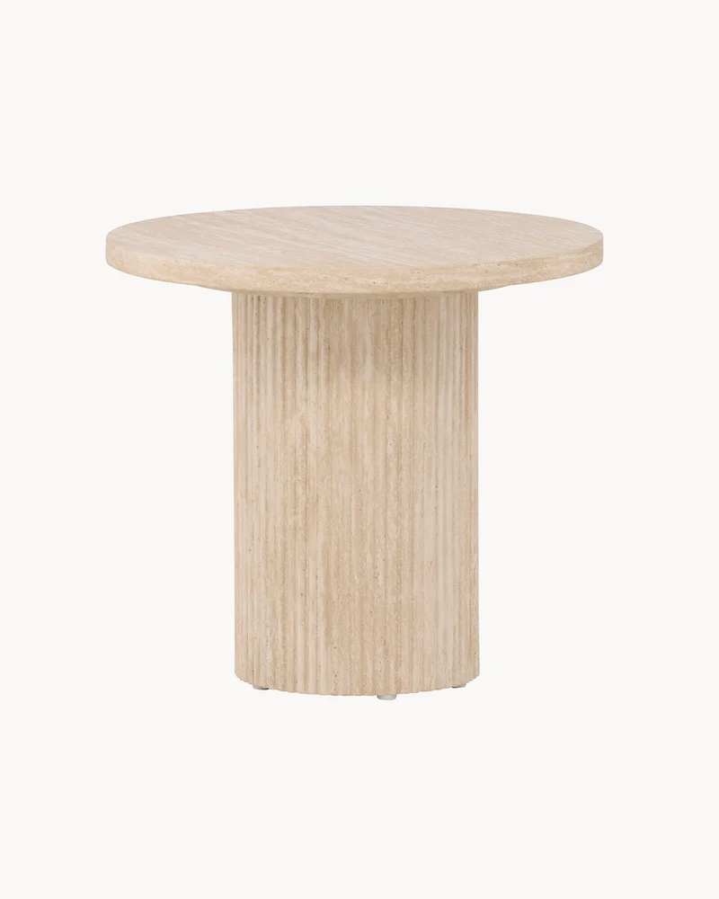 Tavolino rotondo da salotto effetto travertino Härön