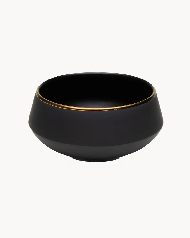 Bowl alta in terracotta nera con bordo oro Eclipse