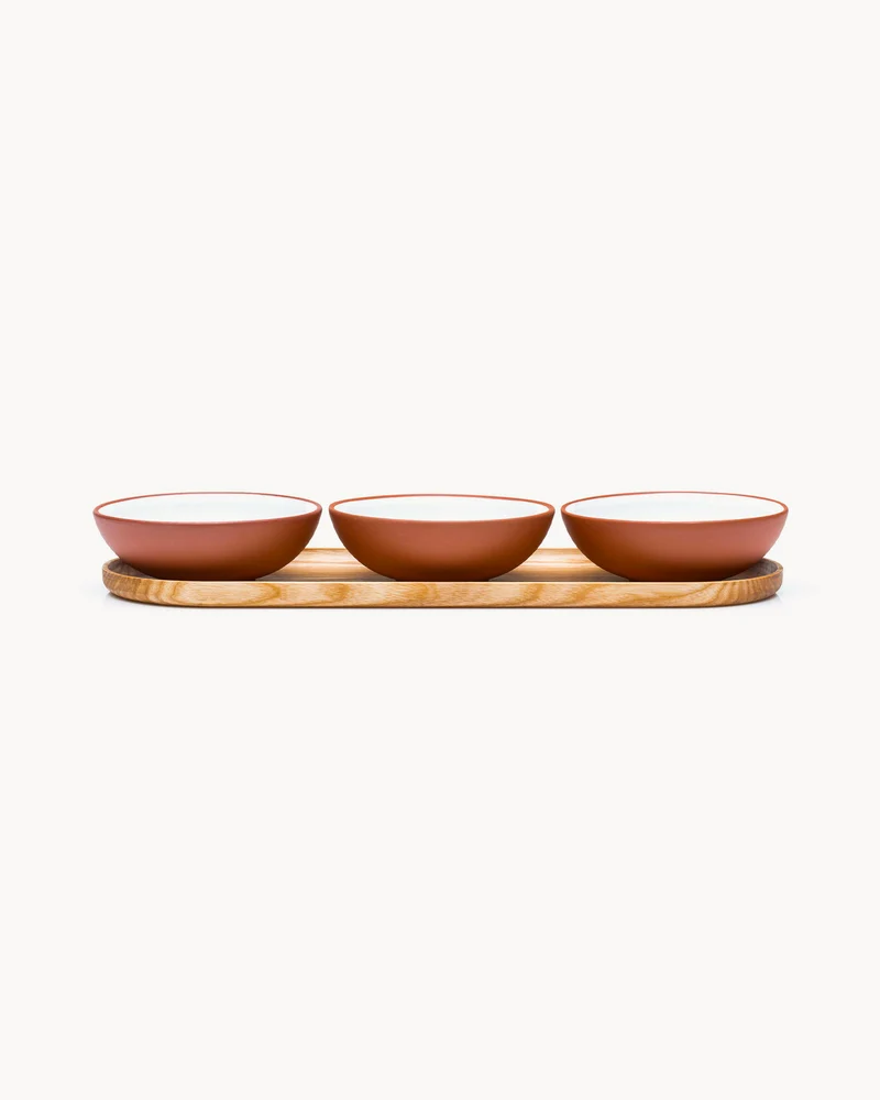 Set 3 bowl in terracotta con vassoio