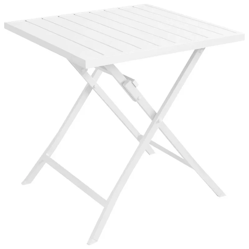Tavolino pieghevole "Copacabana" per esterno e giardino, in alluminio Bianco da 70 cm