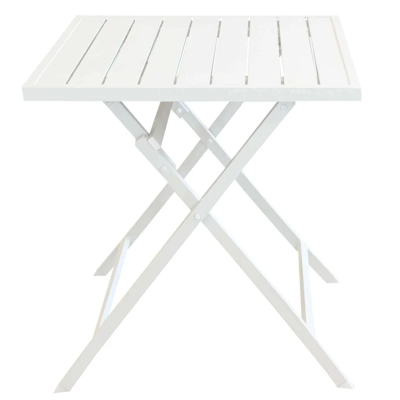 Tavolino pieghevole "Copacabana" per esterno e giardino, in alluminio Bianco da 70 cm