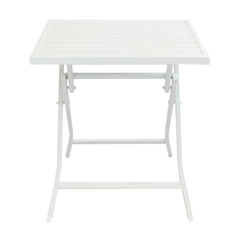 Tavolino pieghevole "Copacabana" per esterno e giardino, in alluminio Bianco da 70 cm