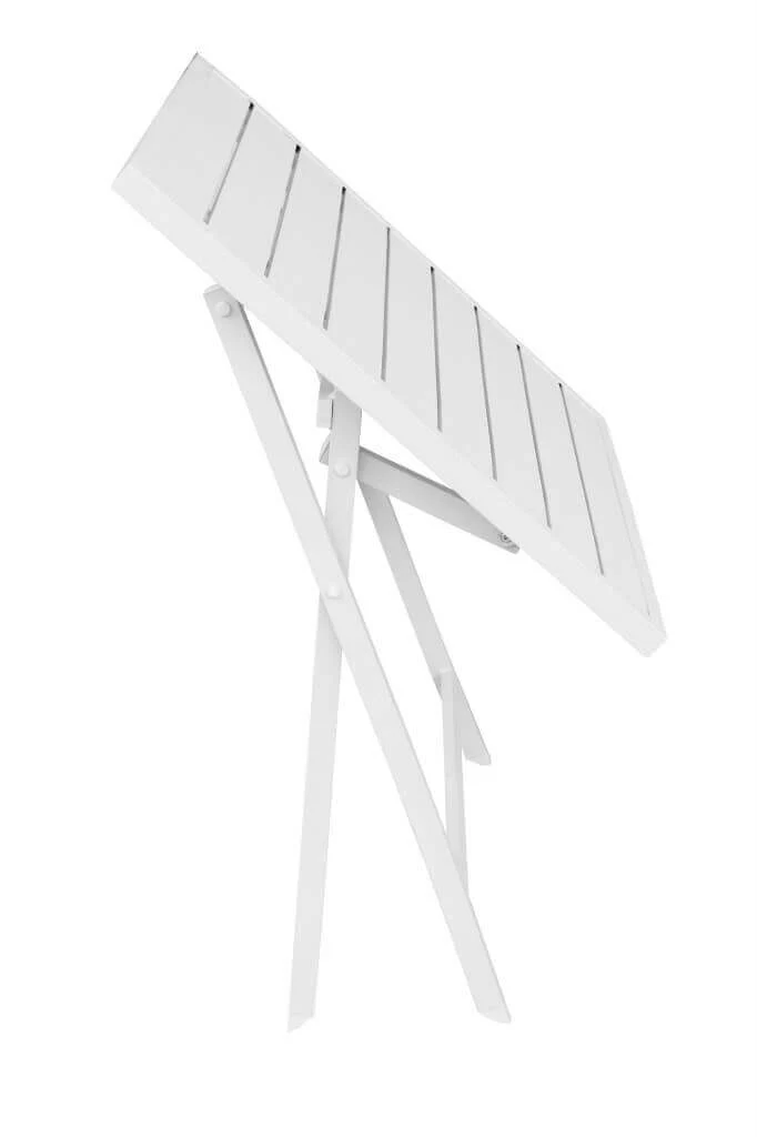 Tavolino pieghevole "Copacabana" per esterno e giardino, in alluminio Bianco da 70 cm