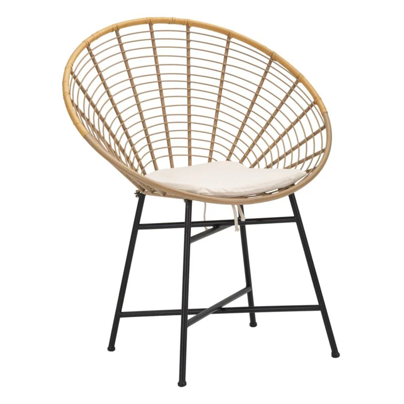 Sedia "Panama" in rattan gambe in metallo con cuscino per interni