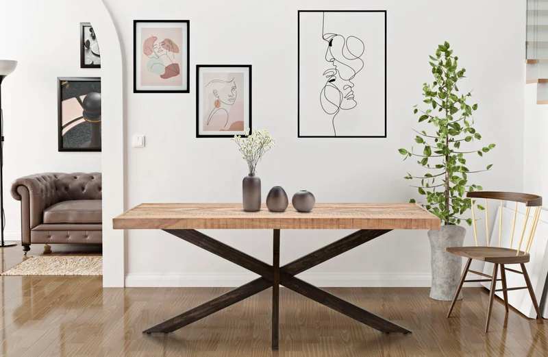 Tavolo da pranzo struttura in legno di acacia nilotica 180 x 90 x 77 cm