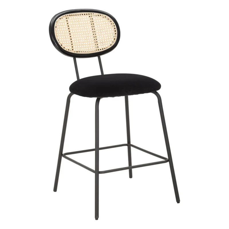 Sgabello da bar "Osaka" in tessuto gambe in metallo color nero per interni