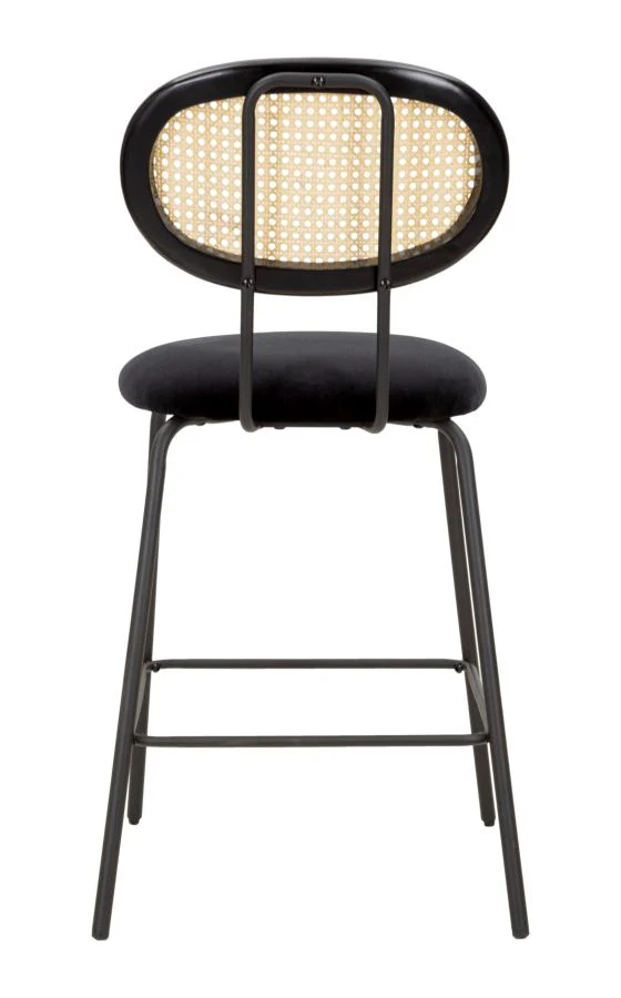 Sgabello da bar "Osaka" in tessuto gambe in metallo color nero per interni
