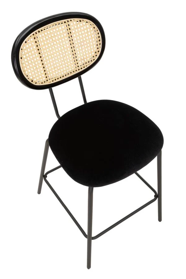 Sgabello da bar "Osaka" in tessuto gambe in metallo color nero per interni