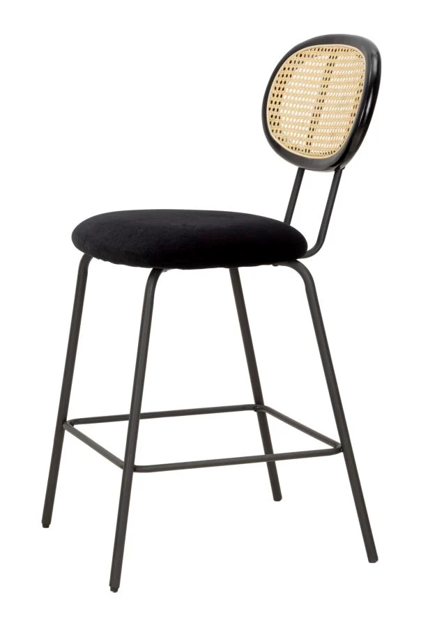 Sgabello da bar "Osaka" in tessuto gambe in metallo color nero per interni