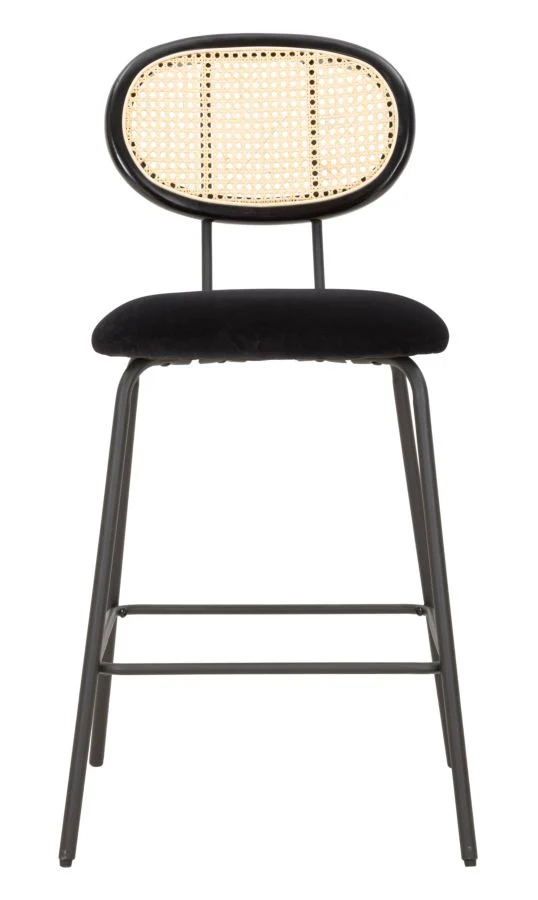 Sgabello da bar "Osaka" in tessuto gambe in metallo color nero per interni