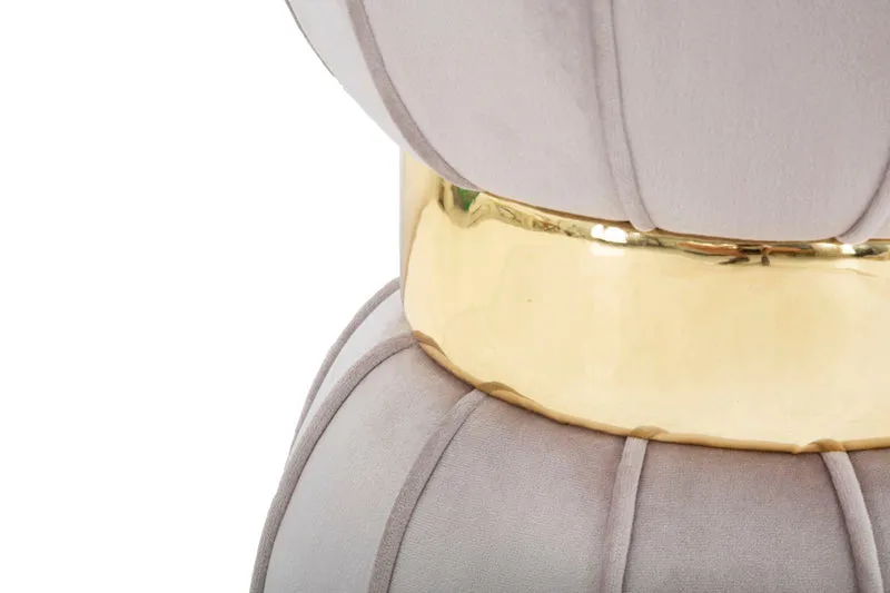 Sgabello "Flower" rotondo in velluto con fascia centrale color oro per interni