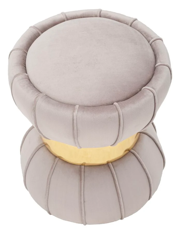 Sgabello "Flower" rotondo in velluto con fascia centrale color oro per interni