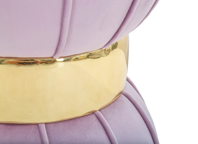 Sgabello "Flower" rotondo in velluto con fascia centrale color oro per interni