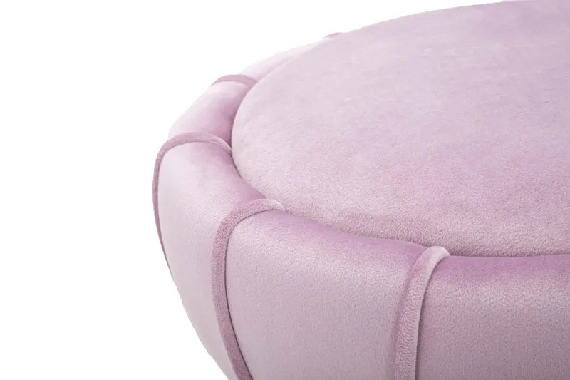 Sgabello "Flower" rotondo in velluto con fascia centrale color oro per interni