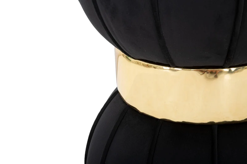Sgabello "Flower" rotondo in velluto con fascia centrale color oro per interni