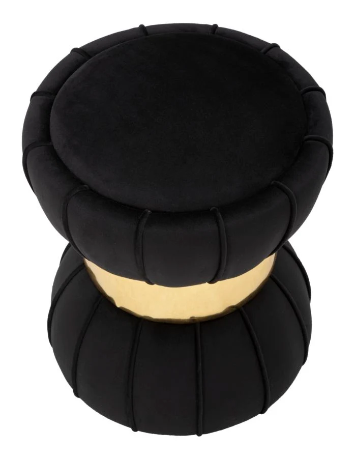 Sgabello "Flower" rotondo in velluto con fascia centrale color oro per interni