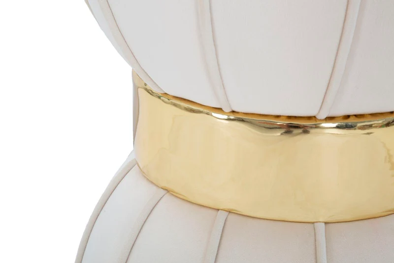 Sgabello "Flower" rotondo in velluto con fascia centrale color oro per interni