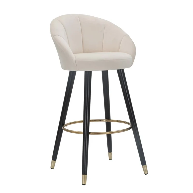Sgabello da bar "Praga" in velluto gambe in metallo color nero e oro per interni