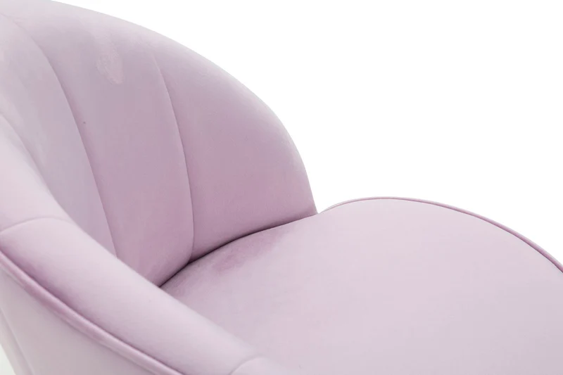 Sedia "Loty" in velluto color rosa e gambe in metallo color nero e oro per interni