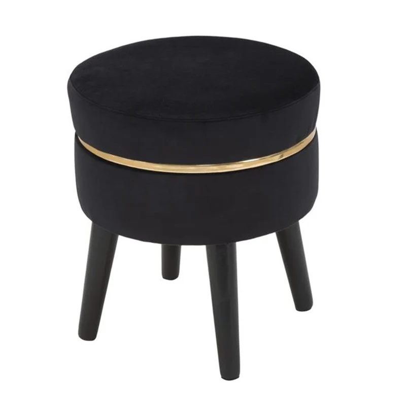 Sgabello in poliestere gambe in legno colore nero per interni