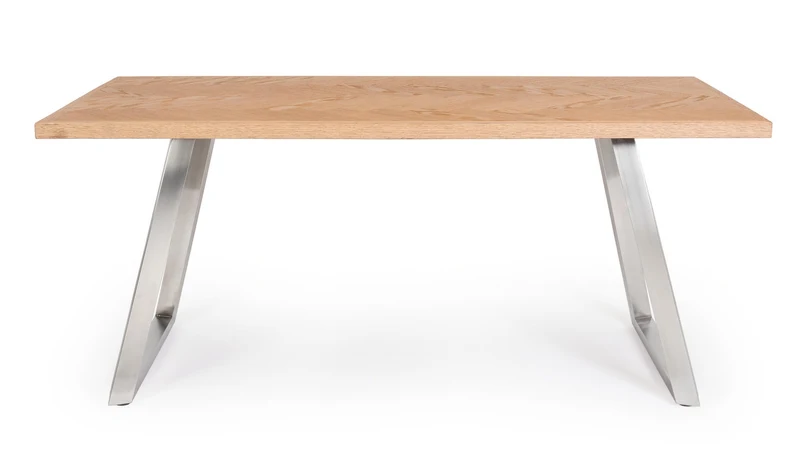 Tavolo "Dukat" con piano in MDF impiallacciato, gambe in acciaio da 180 x 90 x 76 cm