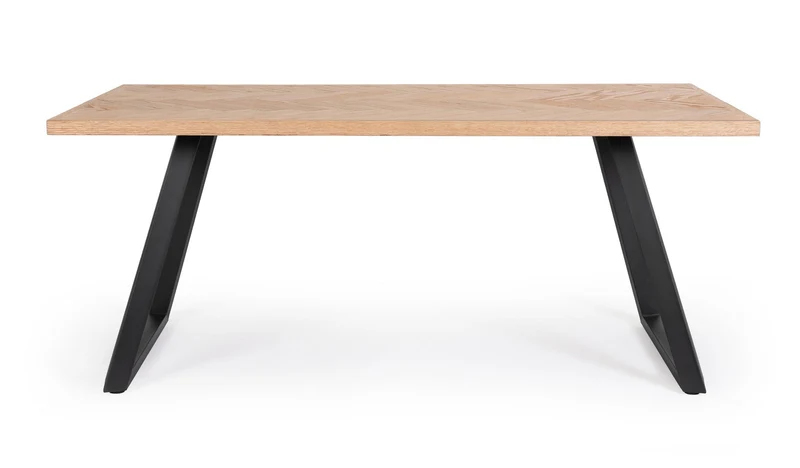 Tavolo "Dukat" con piano in MDF impiallacciato, gambe in acciaio da 180 x 90 x 76 cm