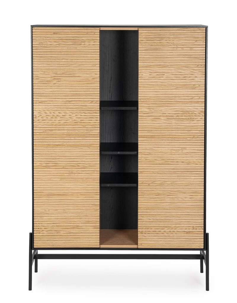 Mobile credenza "Allycia" in mdf-legno di frassino, gambe in acciaio, per interno