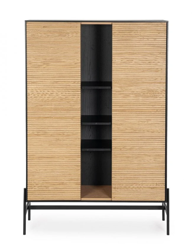 Mobile credenza "Allycia" in mdf-legno di frassino, gambe in acciaio, per interno