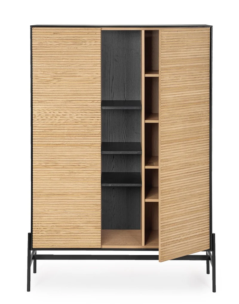 Mobile credenza "Allycia" in mdf-legno di frassino, gambe in acciaio, per interno
