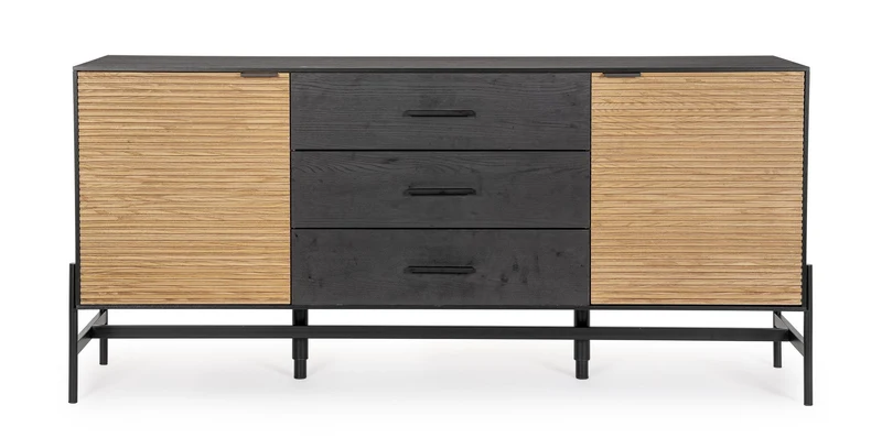 Mobile credenza "Allycia" in mdf-legno di frassino, gambe in acciaio, per interno