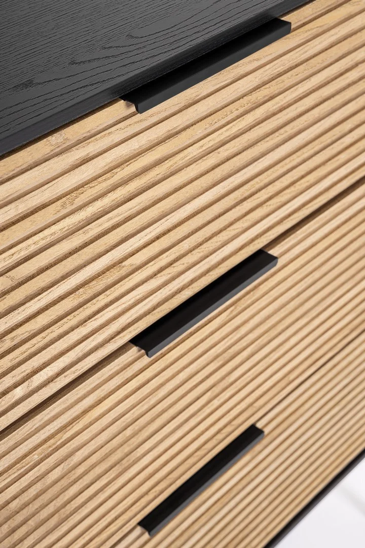 Mobile credenza "Allycia" in mdf-legno di frassino, gambe in acciaio, per interno