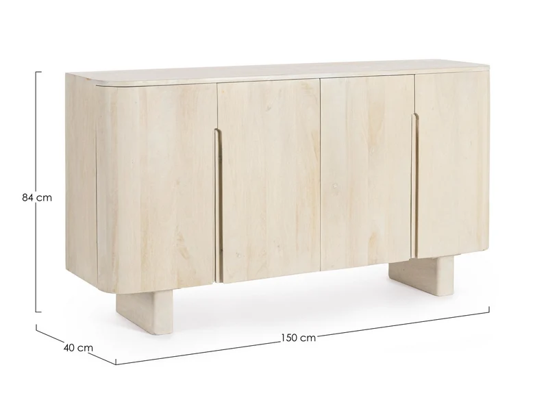 Credenza "Serapis" in legno di mango, con 4 ante, 150 x 40 x 84h cm