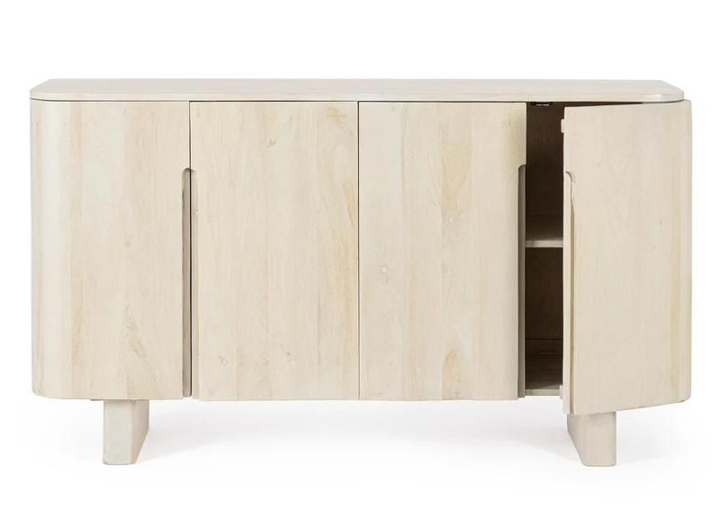 Credenza "Serapis" in legno di mango, con 4 ante, 150 x 40 x 84h cm