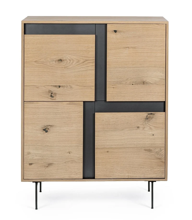 Credenza "Stanwood" con 3 ante e 3 cassetti, in mdf, finitura in rovere