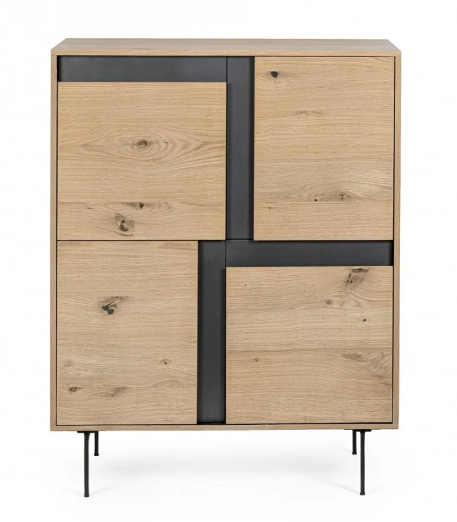Credenza "Stanwood" con 3 ante e 3 cassetti, in mdf, finitura in rovere