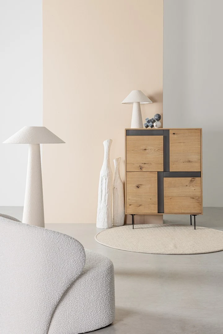 Credenza "Stanwood" con 3 ante e 3 cassetti, in mdf, finitura in rovere
