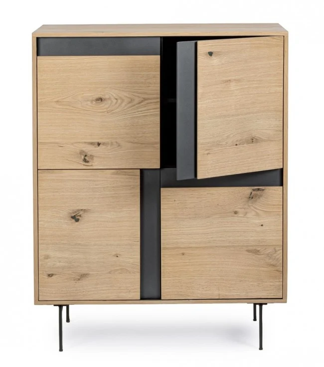 Credenza "Stanwood" con 3 ante e 3 cassetti, in mdf, finitura in rovere